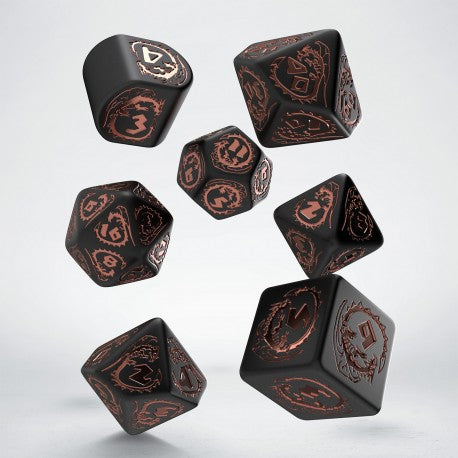 Dragons Modern Dice Set Black & copper (7) კამათელი