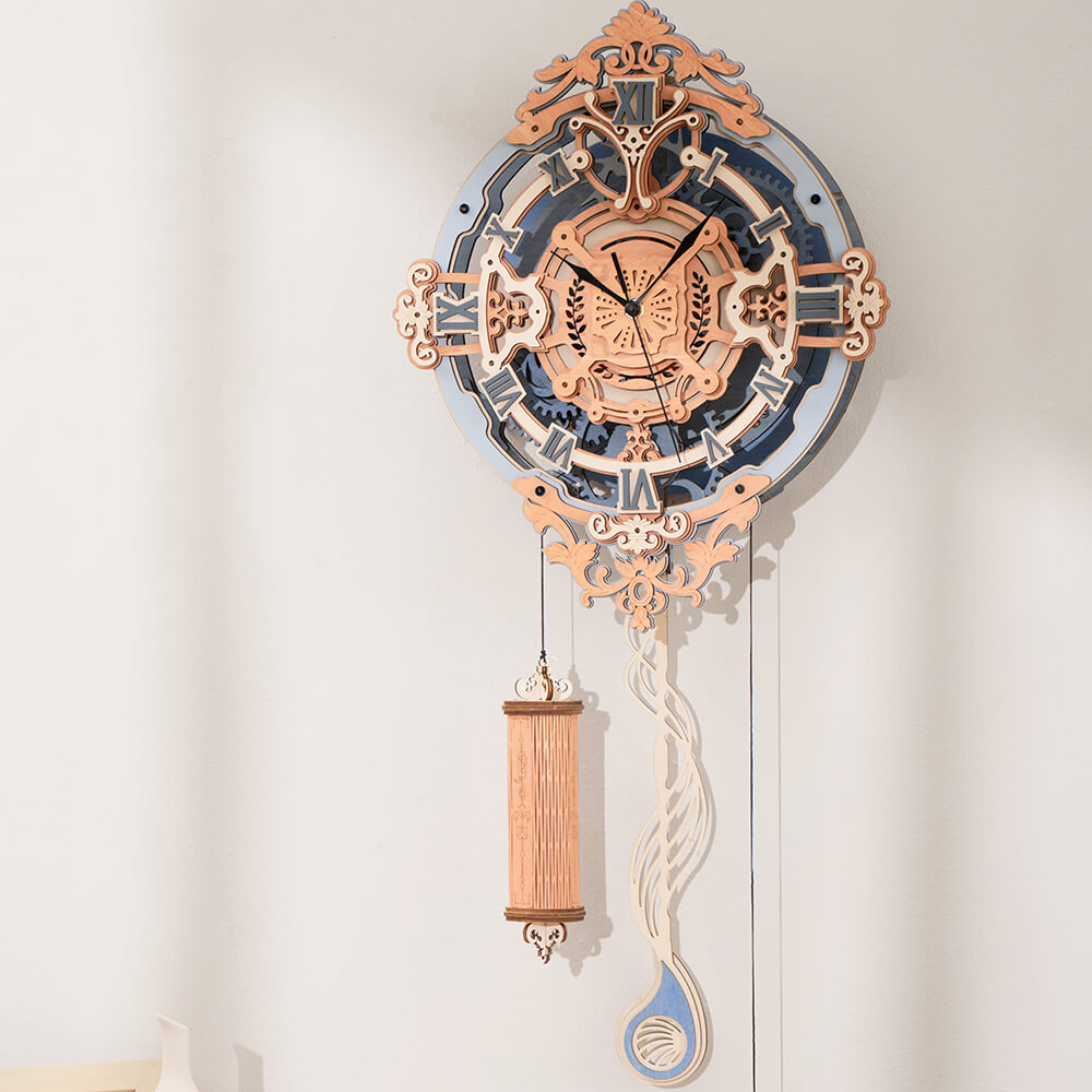 ROKR Romantic Note Wall Clock Mechanical Gear 3D Wooden Puzzle