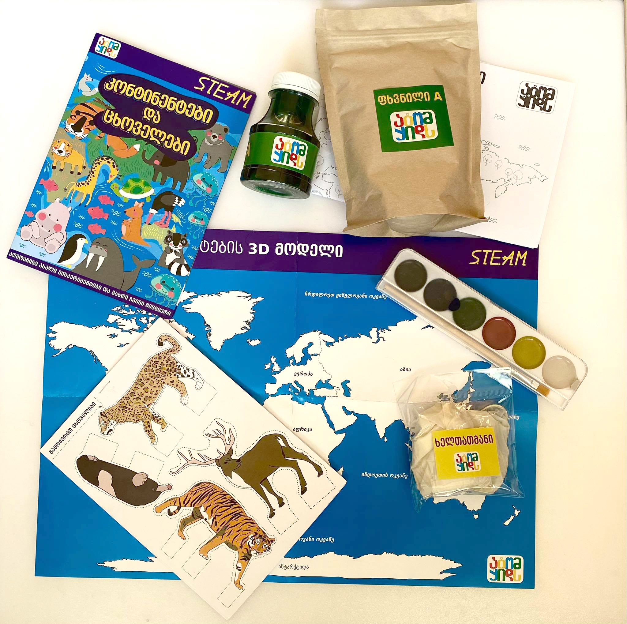 კონტინეტები და ცხოველები (Continents and Animals) - ექსპერიმენტი