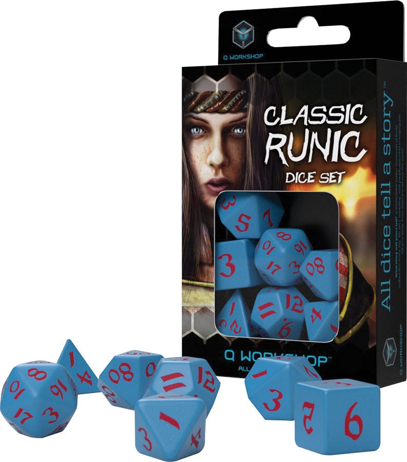 Classic Runic Blue & red Dice Set (7) კამათელი