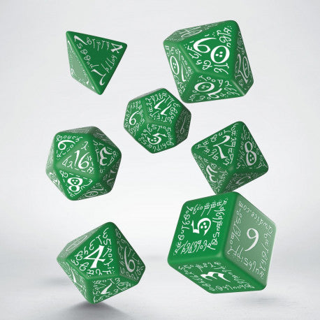 Elvish Green & white Dice Set (7) კამათელი