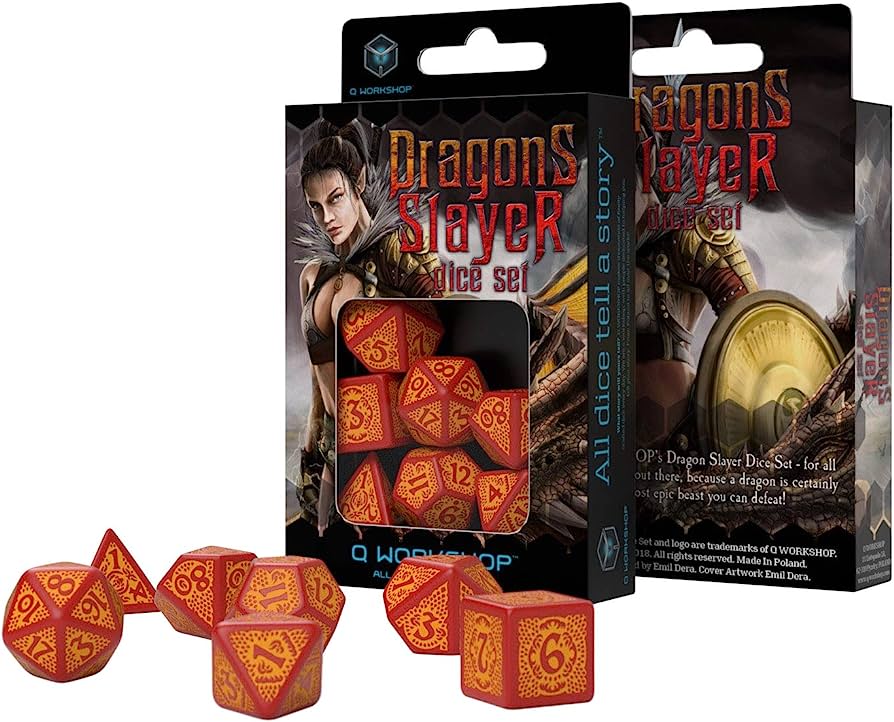 Dragon Slayer Red & Orange Dice Set კამათელი