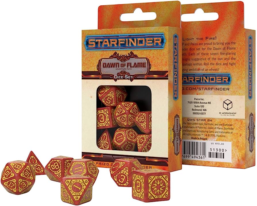 Starfinder Dawn of Flame Dice Set (7) კამათელი