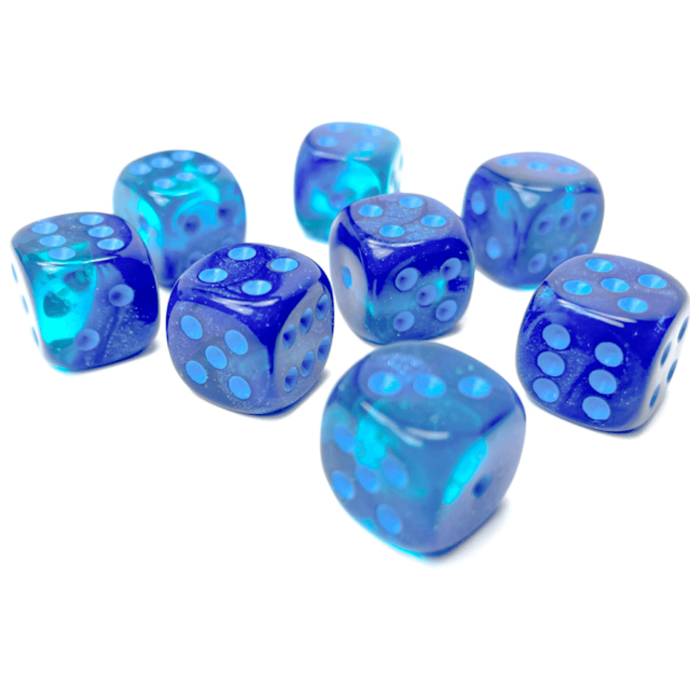 Gemini 12mm d6 Blue-Blue/light blue Luminary Dice Block (36 dice) კამათელი