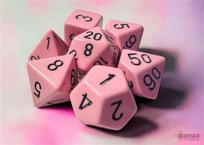 Dice Set Opa Poly Pastel Pink/Black (7)