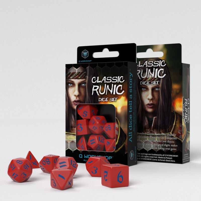 Classic Runic Red & blue Dice Set (7) კამათელი