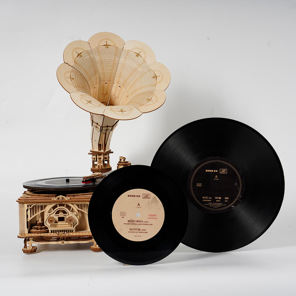ROKR Classic Gramophone 3D Wooden Puzzle (Electric & Hand Rotate Mode)