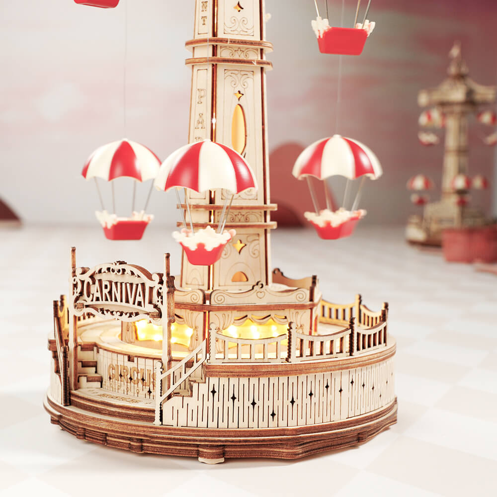 ROKR Parachute Tower DIY Music Box 3D Wooden Puzzle