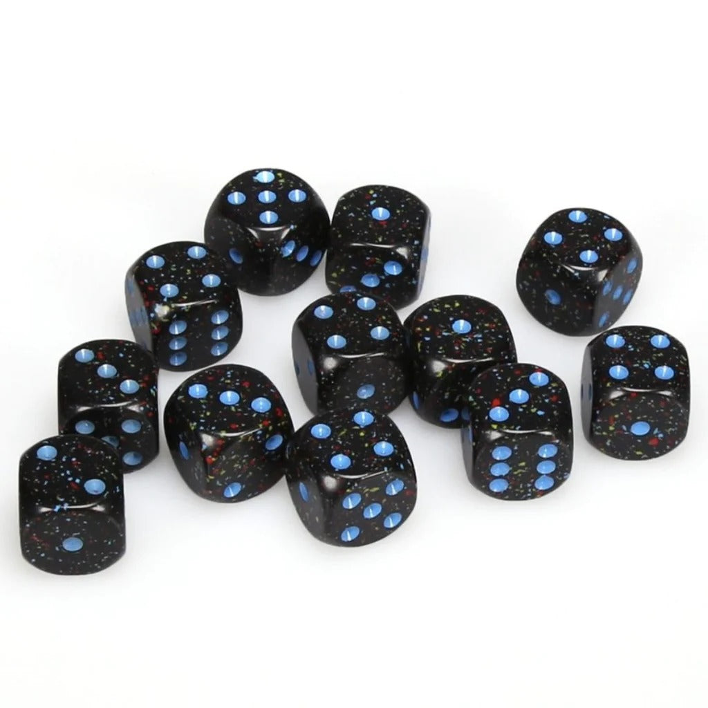 Chessex Speckled 16mm d6 with pips Dice Blocks (12 Dice) - Blue Stars