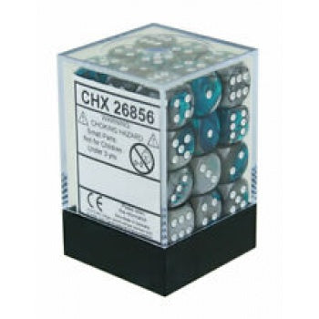 Dice Gemini 12mm d6 Dice Blocks with pips Dice Blocks (36 Dice) - Steel-Teal w/white კამათელი