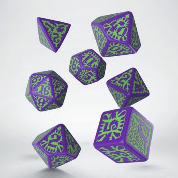 Pathfinder Goblin Purple & green Dice Set (7) კამათელი