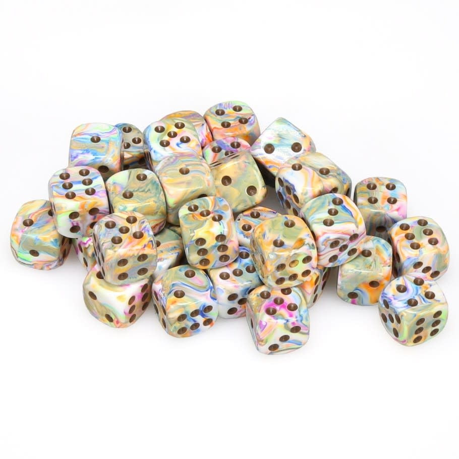 Chessex Signature 12mm d6 with pips Dice Blocks (36 Dice) - Festive Vibrant w/brown