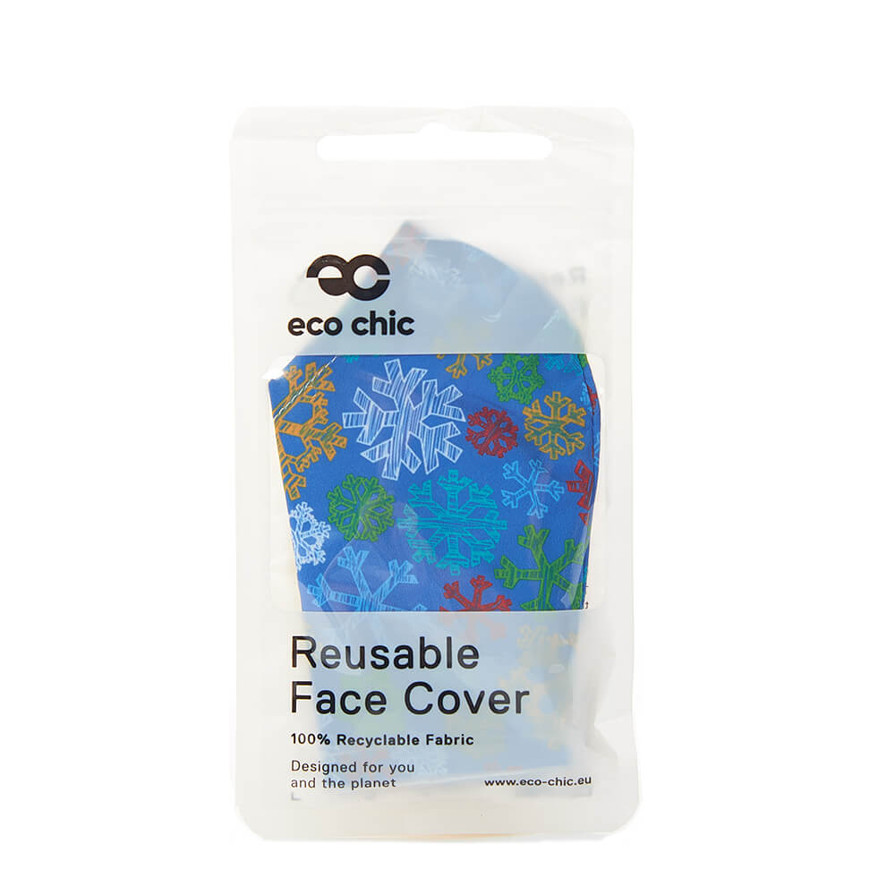 Blue Sketchy Snowflakes Face Cover - პირბადე